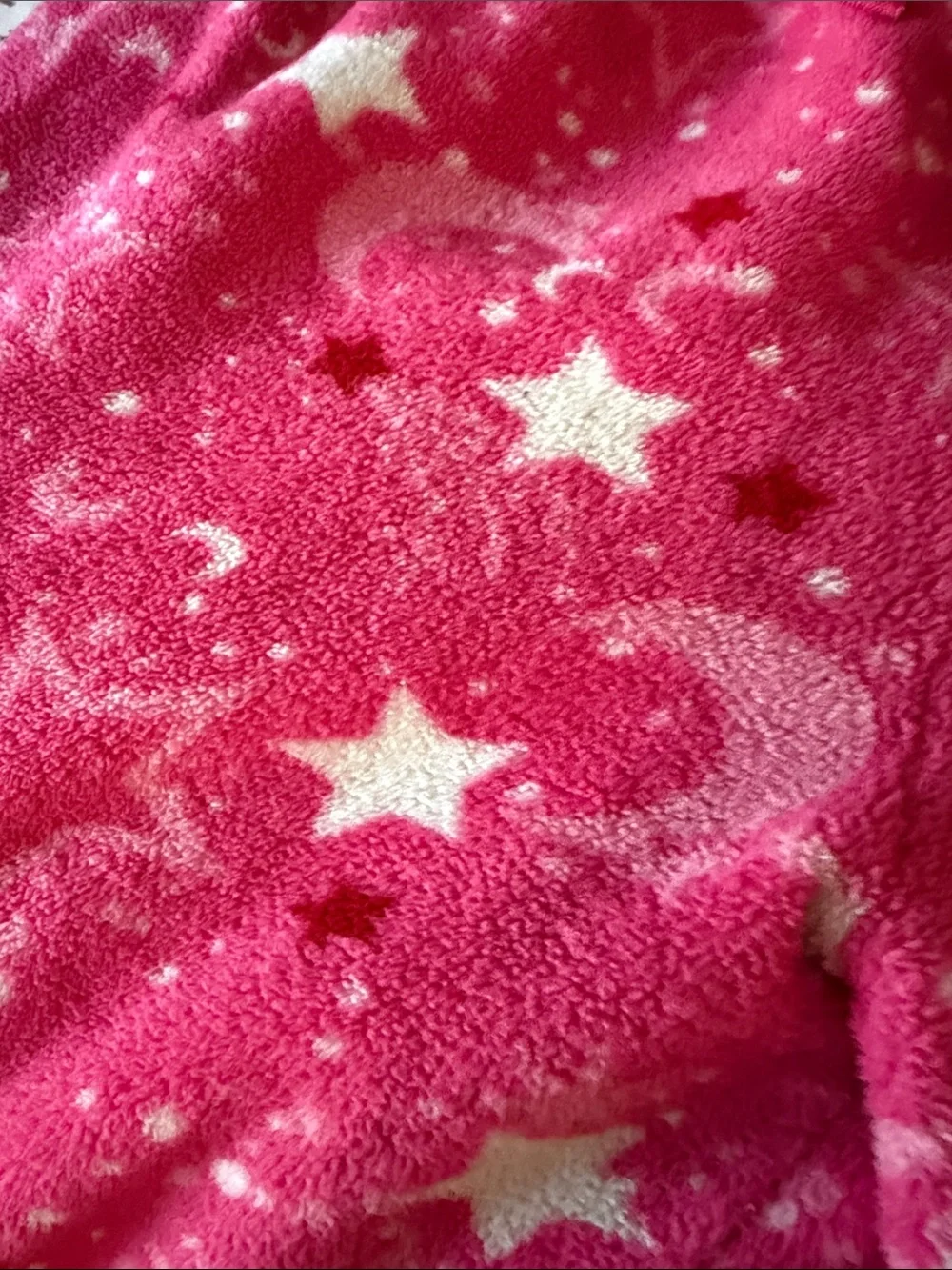 Girls or Women’s Faded Glory Pink Fleece Pajama Pants with Stars & Moon Print